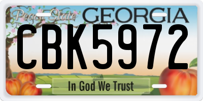 GA license plate CBK5972