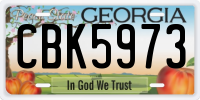 GA license plate CBK5973