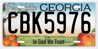 GA license plate CBK5976