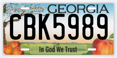 GA license plate CBK5989