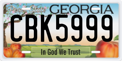 GA license plate CBK5999