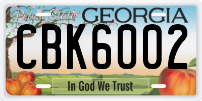 GA license plate CBK6002