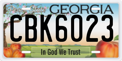 GA license plate CBK6023