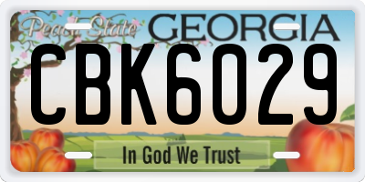 GA license plate CBK6029