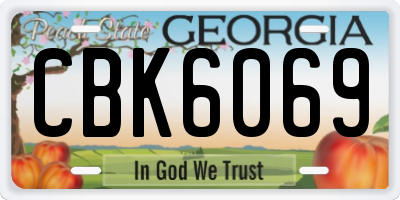 GA license plate CBK6069