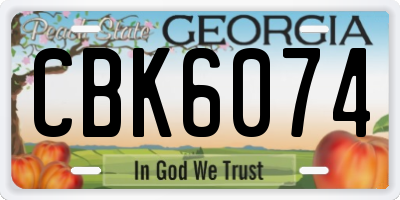 GA license plate CBK6074