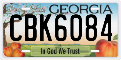 GA license plate CBK6084