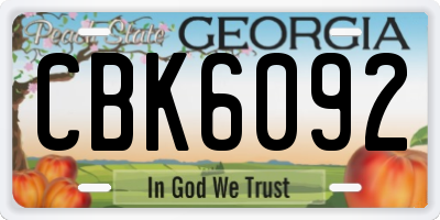 GA license plate CBK6092