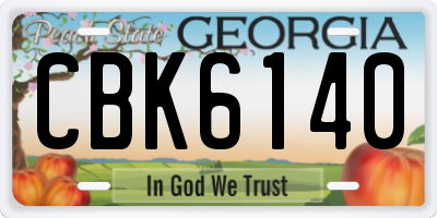 GA license plate CBK6140