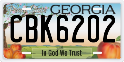 GA license plate CBK6202