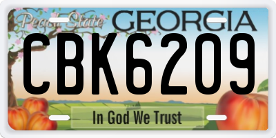 GA license plate CBK6209