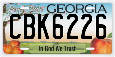 GA license plate CBK6226