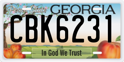 GA license plate CBK6231