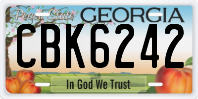 GA license plate CBK6242