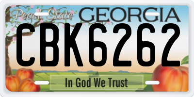 GA license plate CBK6262