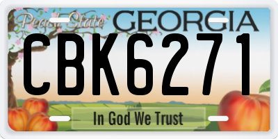 GA license plate CBK6271