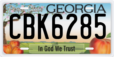 GA license plate CBK6285