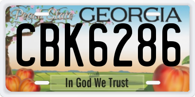 GA license plate CBK6286