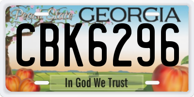 GA license plate CBK6296