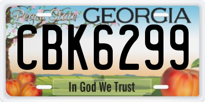 GA license plate CBK6299