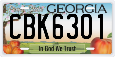 GA license plate CBK6301