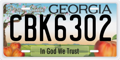 GA license plate CBK6302