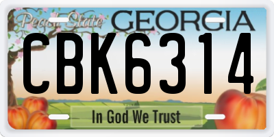 GA license plate CBK6314