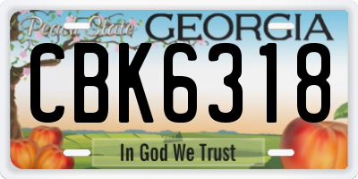 GA license plate CBK6318