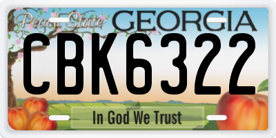 GA license plate CBK6322