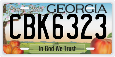 GA license plate CBK6323