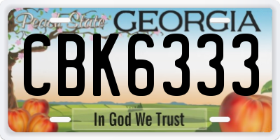 GA license plate CBK6333