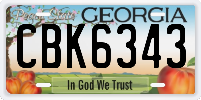 GA license plate CBK6343