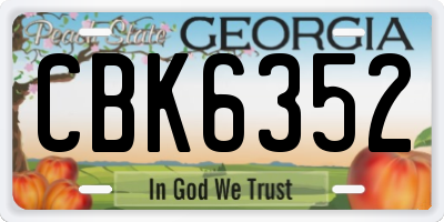 GA license plate CBK6352