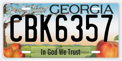 GA license plate CBK6357