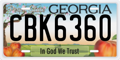 GA license plate CBK6360