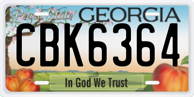 GA license plate CBK6364