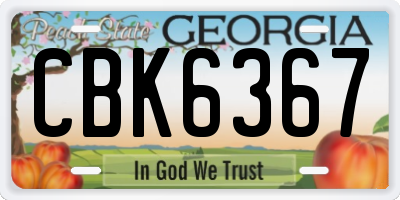 GA license plate CBK6367