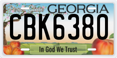 GA license plate CBK6380