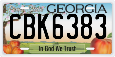 GA license plate CBK6383