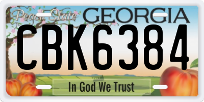 GA license plate CBK6384