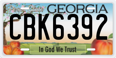 GA license plate CBK6392