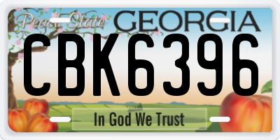 GA license plate CBK6396