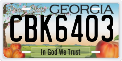 GA license plate CBK6403