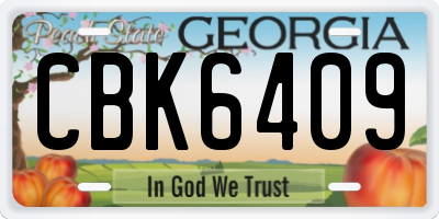 GA license plate CBK6409