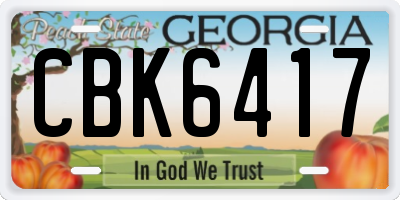 GA license plate CBK6417