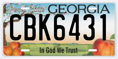 GA license plate CBK6431