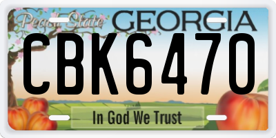 GA license plate CBK6470