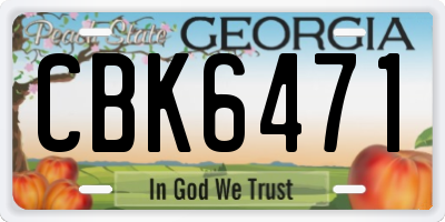 GA license plate CBK6471