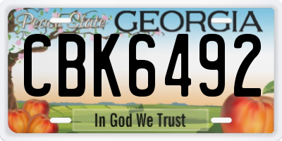 GA license plate CBK6492
