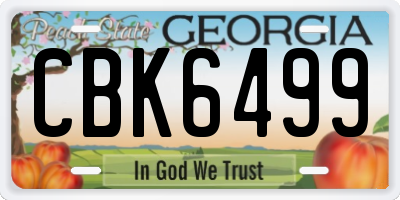 GA license plate CBK6499